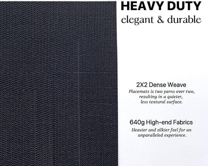 LEXMORE Placemats Set of 8 Vinyl/Plastic Woven Place Mats for Kitchen Table Indoor/Outdoor Washable Placemat Wipeable Dining Table Mats(Black Cube)