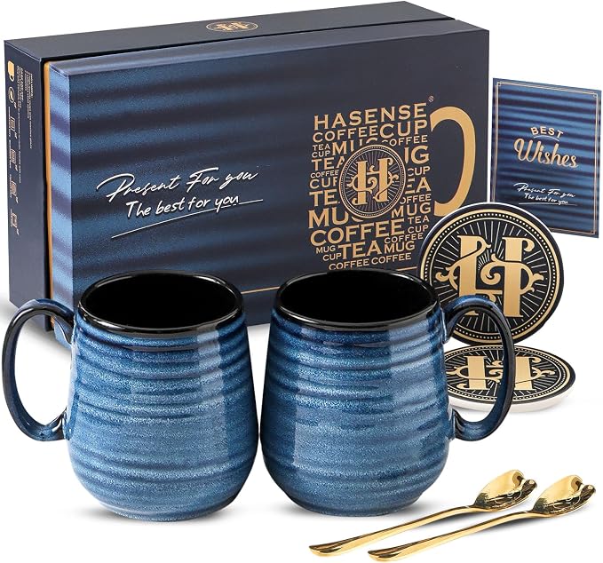 HASENSE Coffee Mugs Gift Set, 20 oz Ceramic Coffee Cups by Hasense