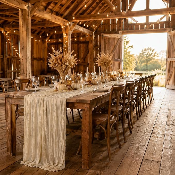 10 Pack Beige Table Runner 10FT Gauze Cheesecloth Table Runner | 21x120 Inch - Image 2