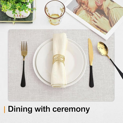 Homaxy Cloths Placemats for Dining Table Set of 6, Heat Resistant Washable Cotton Linen Blend Table Mats, Easy to Clean Place Mats for Indoor Outdoor Party Kitchen Decoration, 13" x 19", Beige
