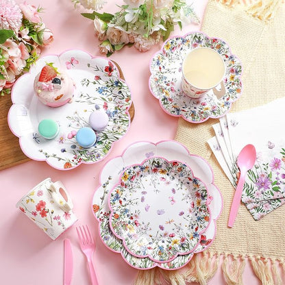 Pickmesh 252 Pcs Floral Tea Party Supplies - Image 3