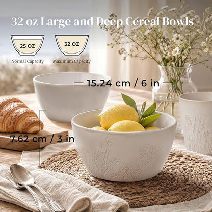 DOWAN 32 OZ Soup Bowls – Ceramic Bowls Set of 4, Large Soup Bowls - Image 2