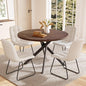 45.3 Inch Round Dining Table Set for 4, Mid Century Modern Small Coffee Set for Dining Room Kitchen Apartment (Dark Walnut Table + 4 U-Shaped White Chairs)