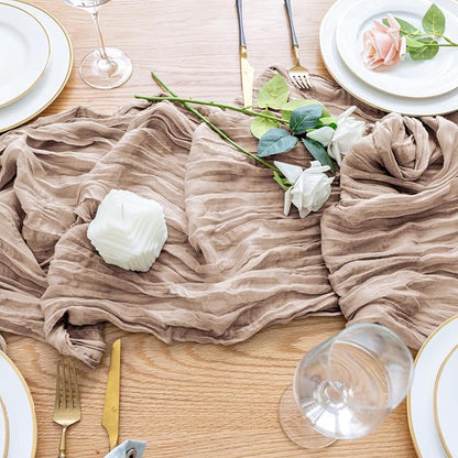 Cheesecloth Table Runner Nude Pink 10FT Boho Gauze Runner, 3 Pack | 120 Inch - Image 5