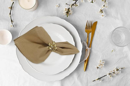Accent Home 100% Cotton Napkins, Delicate Cloth Napkins for Dinners, Parties and Weddings，18 x 18 Inch Set of 6 - Brown