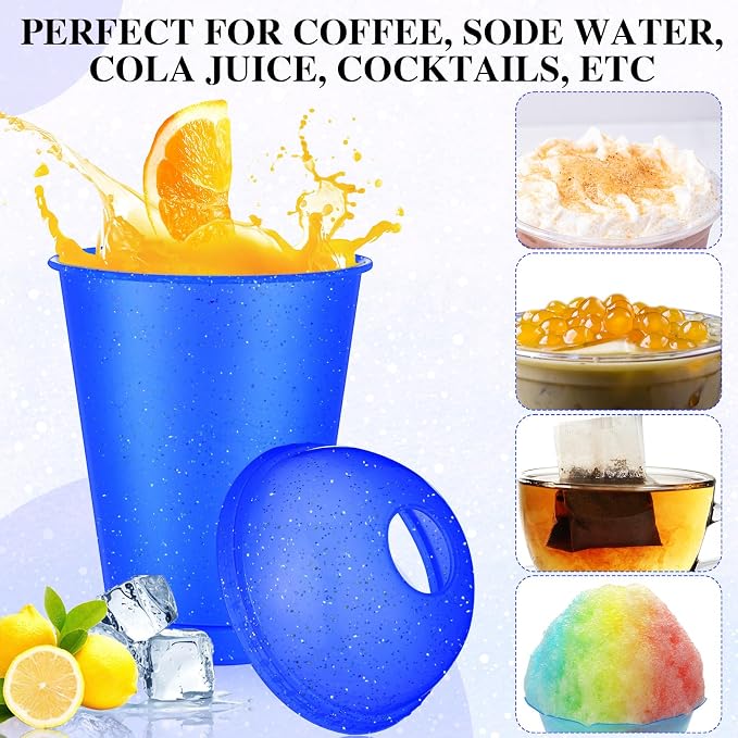 6 Set Slushie Cups with Dome Lids and Straws Detachable Spoon Straws Reusable - Image 5