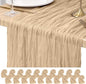 Pesonlook Cheesecloth Table Runner Beige, 20 Pack 17.7x108 inch, Long | Rustic by Pesonlook