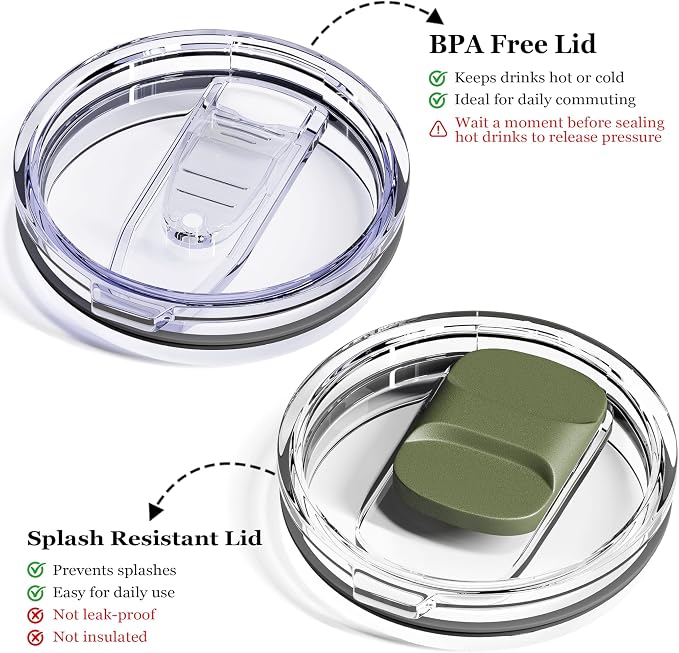 12oz Insulated Coffee Mug with Lid – Includes Two Lids, Stainless Steel Coffee - Image 3