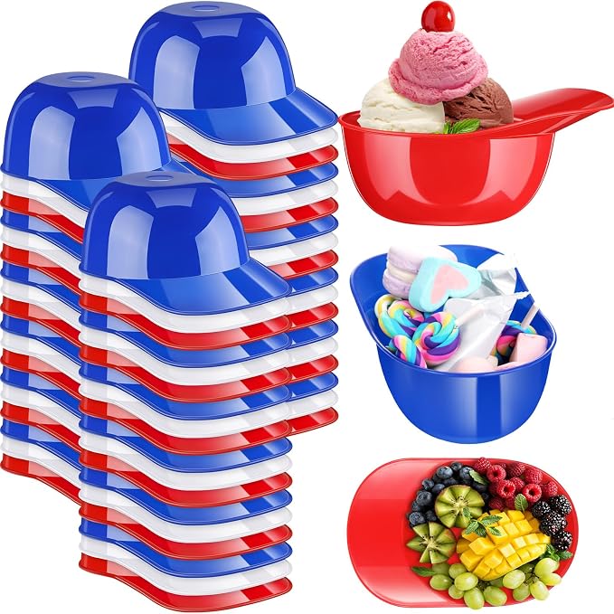 Ice Cream Dessert Baseball Cap Bowls Baseball Helmet Snack Bowl 8 oz Mini Party by Baderke