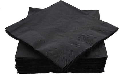 Big Party Pack 40 Count Black Dinner Napkins Tableware- Ideal for Wedding, Party, Birthday, Dinner, Lunch, Cocktails. (7” x 7”)
