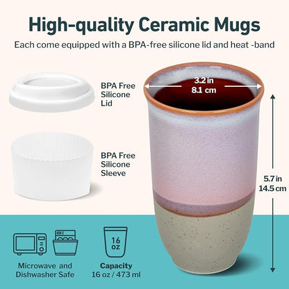 NOVA CERAMICS Coffee Travel Mug – Reusable To Go Mug – Microwave & Dishwasher - Image 3