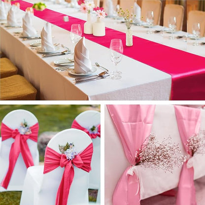 Aneco 4 Pack Satin Table Runner 12 x 108 Inch Gradient Hot Pink Colors Long - Image 6