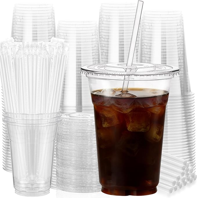 16 oz 100 Pack Clear Leak-Proof Plastic Cups by NewCupNewLife-cundao