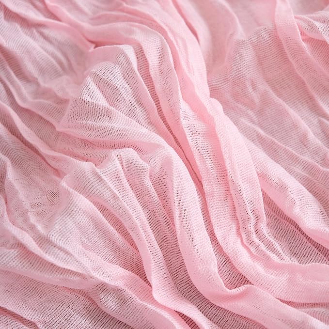 Asee'm 2pcs Blush Pink Cheesecloth Table Runner Summer 10FT Gauze Sheer | Boho - Image 5