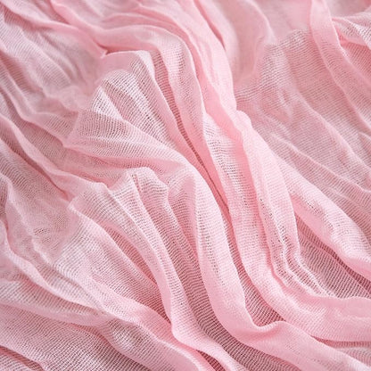 Asee'm 2pcs Blush Pink Cheesecloth Table Runner Summer 10FT Gauze Sheer | Boho - Image 5