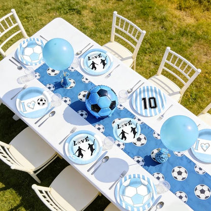 180Pcs Blue Soccer Party Supplies Paper Plates and Napkins Serve 60 | - Image 5
