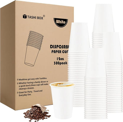 TashiBox 12 oz White Hot Drink Paper Cups by TashiBox