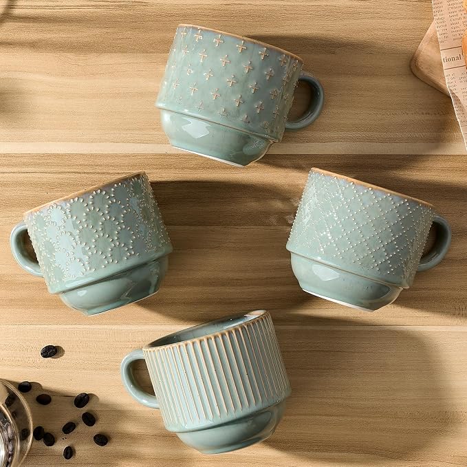 JIEMEI HOME Large Ceramic Coffee Mug Set of 4 - Image 6