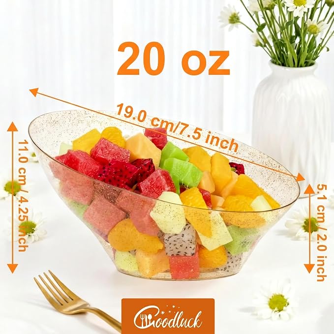 12 Pack Gold Glitter Plastic Serving Bowls - Image 3