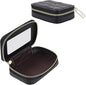 Lipstick Holder with Mirror for Purse, Genuine Leather Makeup Case, Compact Zippered Travel Cosmetic Organizer, Black