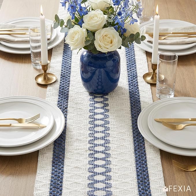 Fall Blue Table Runner for Coffe Table Home Boho Decor 12x72 Inch | 72 Inches - Image 4