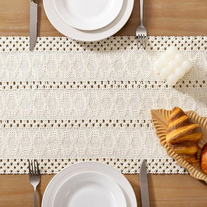 Boho Table Runner Summer Farmhouse Rustic Dining Dresser Scarf Home Decor | - Image 5