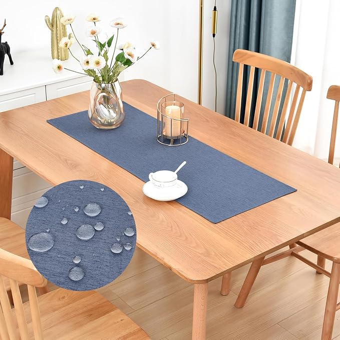 Faux Linen Small Table Runner Water Resistant 13 x 36 in, Coffee Table Runner by Nacuci