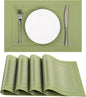 SHACOS Woven Vinyl Placemats Set of 4 Wipe Clean Place Mats Non Slip Reversible Dining Table Mats Indoor Outdoor (4, Frame Olive Green)