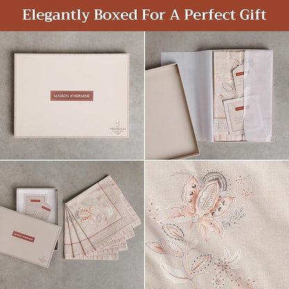 Maison d' Hermine Napkin 100% Combed Cotton Premium 20 Inch x 20 Inch Set of 4 Dinner Napkins, Decorative Washable Cloth Napkin for Dining, Buffet Parties & Camping - Society Florals