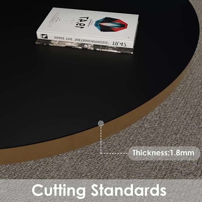 Round Table Pad,1.8mm Thick,Dia.51 Inch,Round Leather Table Cover,Round Table Protector,Round Dining Table Protector,Round Table Top Protector.(Dia.51,Black+Black)
