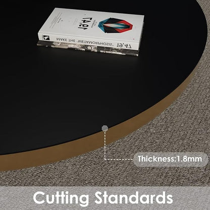 Round Table Pad, 1.8mm Thick, Dia.49 Inch, Leather Table Cover, Dining Table Protector, Table Top Protector (Black+Gray)