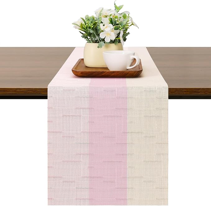 Table Runner 88 Inches Long, Vinyl Woven Farmhouse Table Runners | Washable by Chitomars
