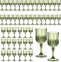XUWAIDSGN 48 Pcs 7oz Plastic Vintage Wine Glasses Drinking Glasses Unbreakable Wedding Glassware Crystal Water Goblets Reusable Drinkware Vintage Champagne Flutes (48, Dark Green)