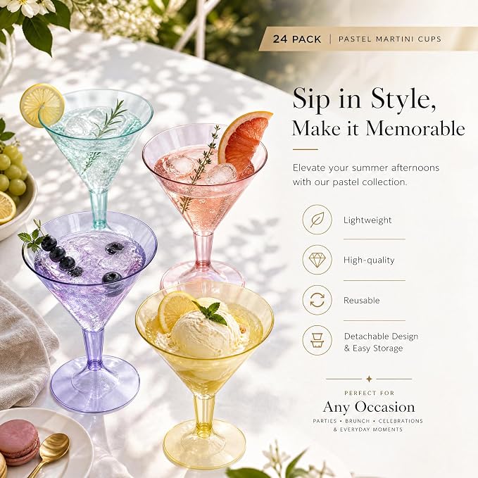 Liacere 24 Pack Colored Plastic Cocktail Glasses - Image 6
