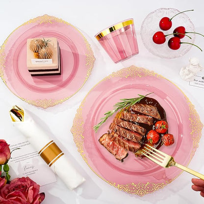 Bestluck 350PCS Burgundy Disposable Dinnerware - Image 6