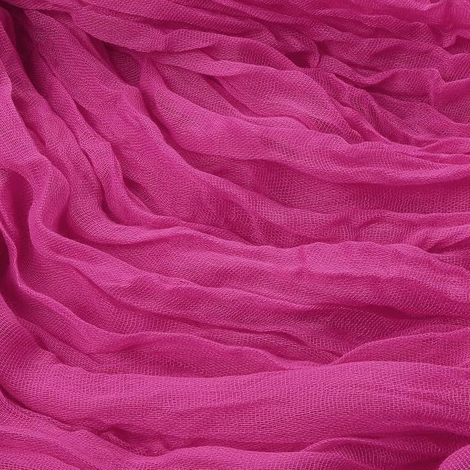 6 Pack Hot Pink Cheesecloth Table Runner 35 x 120 Inch | Boho Gauze Fabric - Image 5