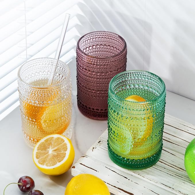 Colored Hobnail Drinking Glasses - Image 2