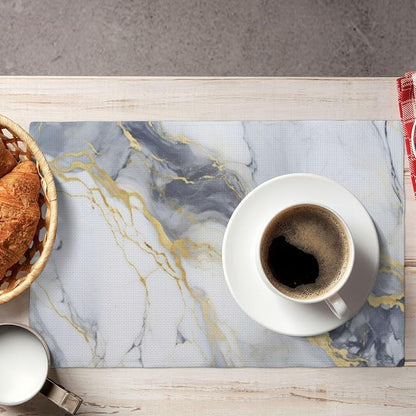 Fiokroo Golden Marble Texture Placemats Set of 4 Table Mats Table Tableware - Image 5