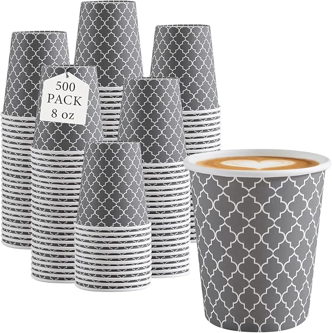 Lamosi Coffee Cups 8 oz 500 Pack, Disposable Paper Coffee Cups, Hot Cups | by BuyNow