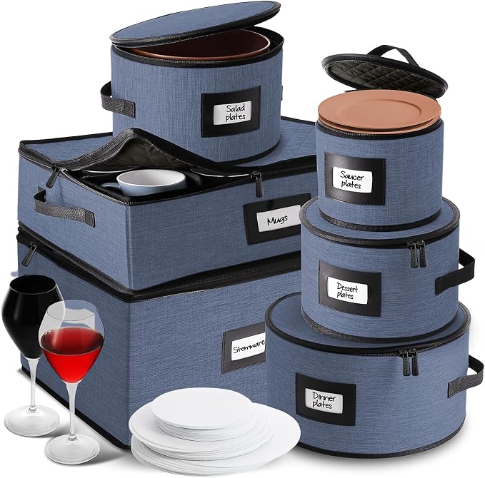 Hearth & Harbor Fine China Storage Containers, 6 Piece Dish Storage Containers by HearthHarbor