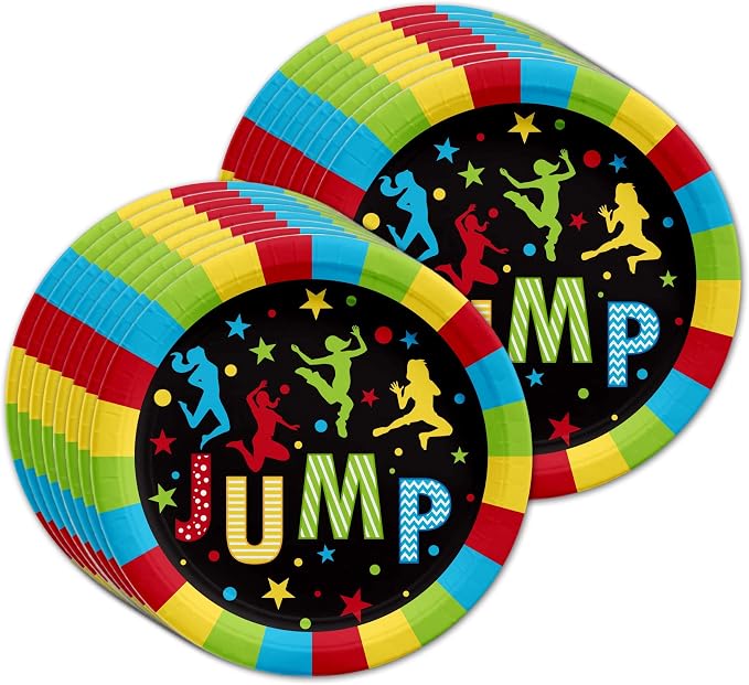 Jump! Bounce House Trampoline Party Supplies Set Plates Napkins Cups Tableware - Image 2