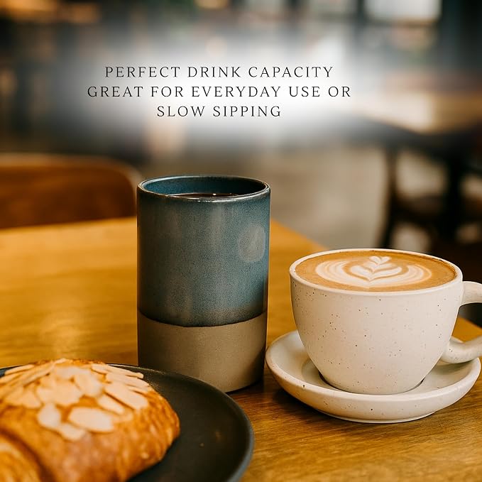 Handmade Ceramic Coffee Mug 12 oz – Handleless Stoneware Cup - Image 8