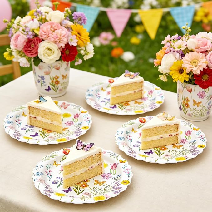 40 Pcs Spring Floral Paper Plates | 7 Inch Assorted Wildflower Disposable - Image 3
