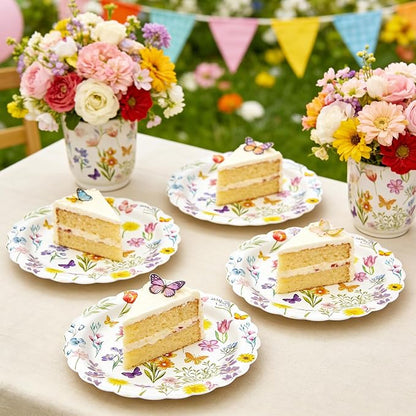 40 Pcs Spring Floral Paper Plates | 7 Inch Assorted Wildflower Disposable - Image 3
