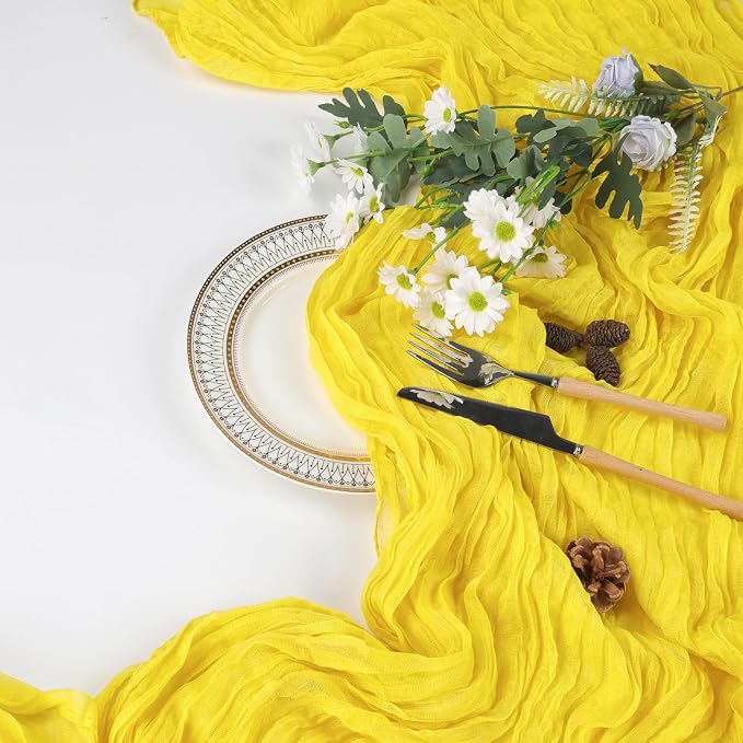 6 Pack Lemon Yellow Cheesecloth Table Runner 35 x 120 Inch | Boho Gauze Cheese - Image 7