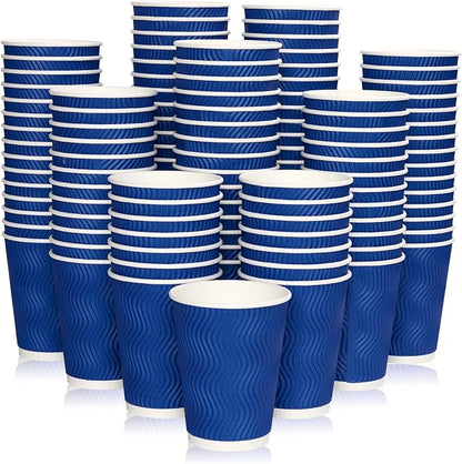 JollyPack Disposable Paper Coffee Cups, 12 oz, 120 Pack, Insulated Ripple Wall by JollyPack