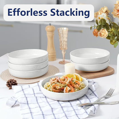 LIANYU Pasta Bowls Set of 4, 33oz Large Stoneware Salad Bowls, Wide and Shallow - Image 5