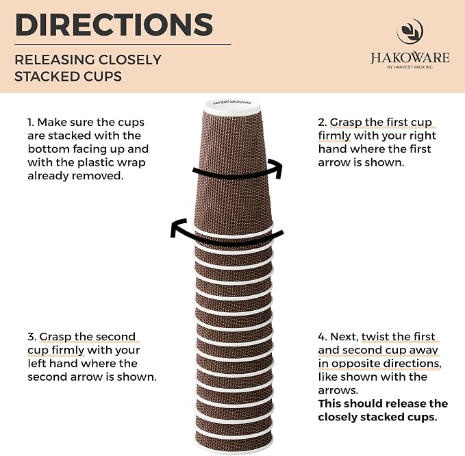 Harvest Pack 16 oz Disposable Coffee Cups, Insulated Ripple Double-Walled Paper - Image 5