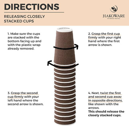Harvest Pack 16 oz Disposable Coffee Cups, Insulated Ripple Double-Walled Paper - Image 5