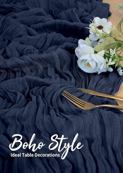 Pesonlook Cheesecloth Table Runner Navy Blue, 20 Pack 17.7x108 inch, Long | - Image 5